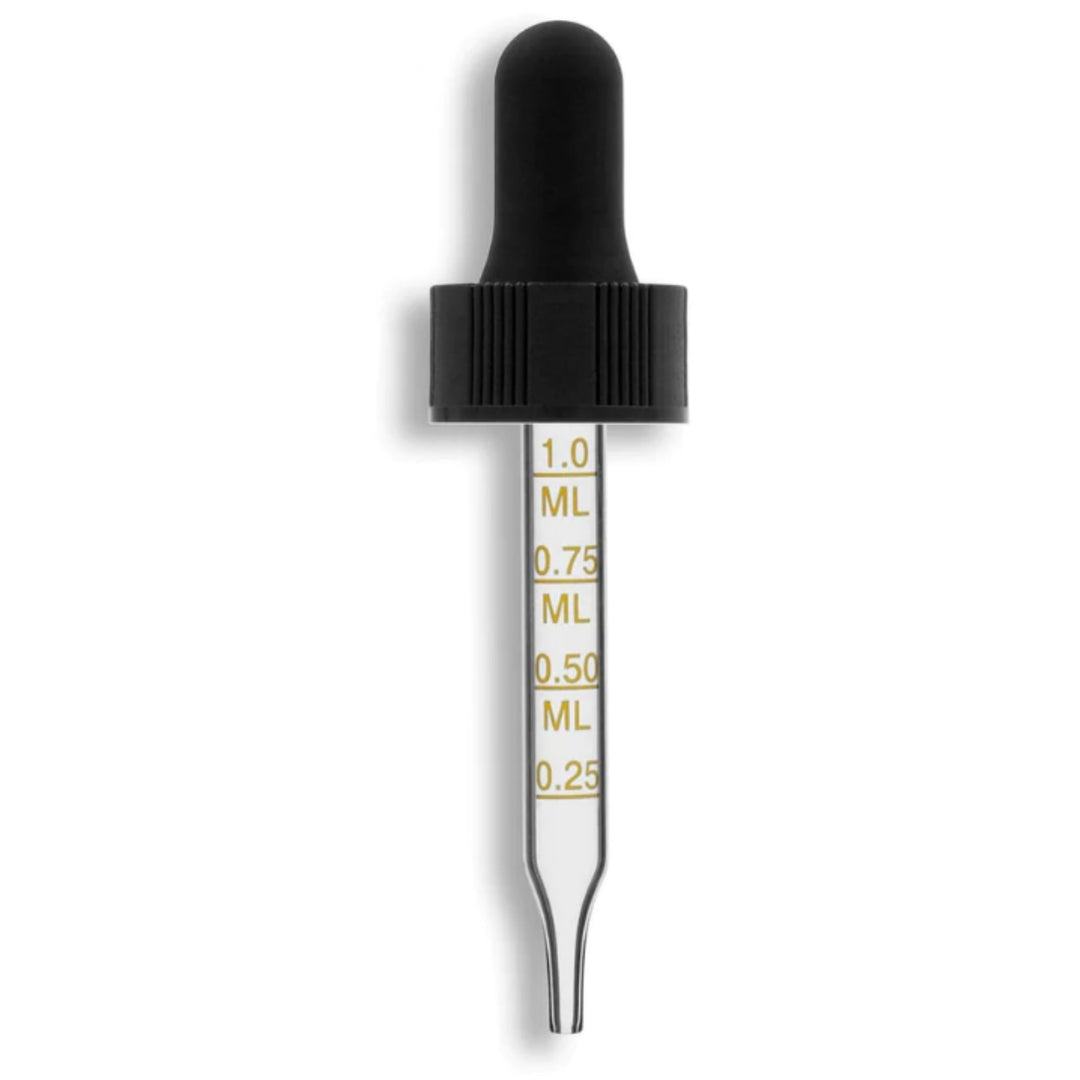 DripTrap patented leak-resistant dropper bottle with graduated measurements and black polypropylene cap - premium beard oil dispenser