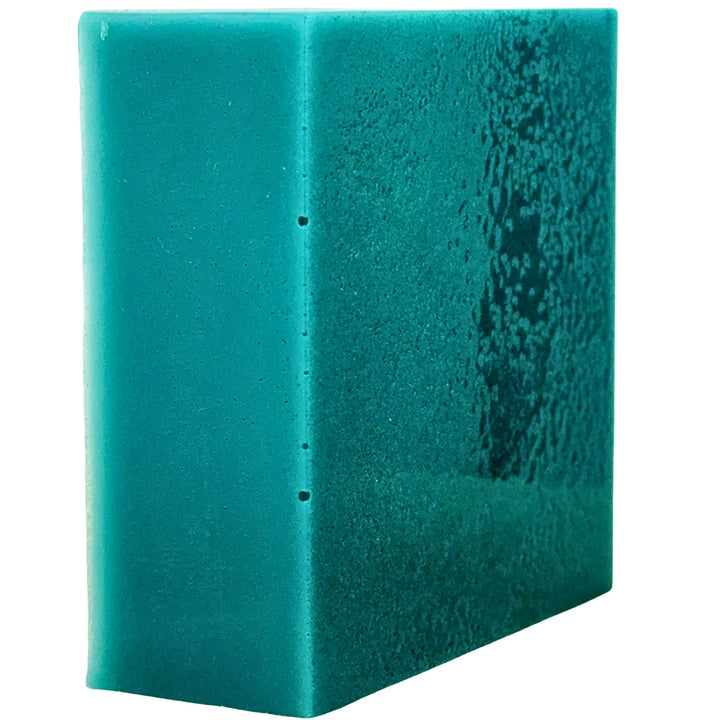 Teal soap on a white background