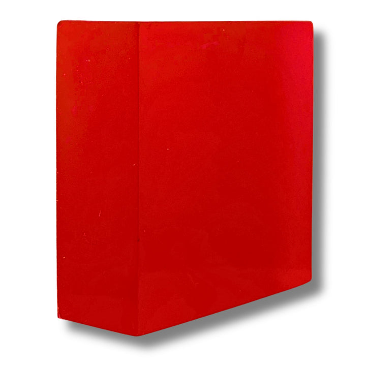 Red rectangular soap on a white background