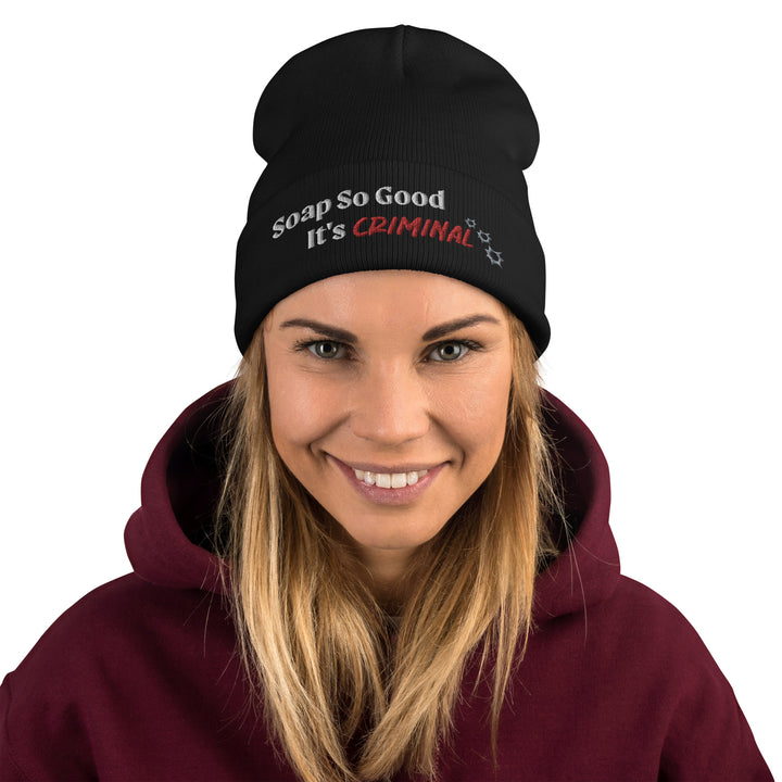 Slogan Embroidered Beanie