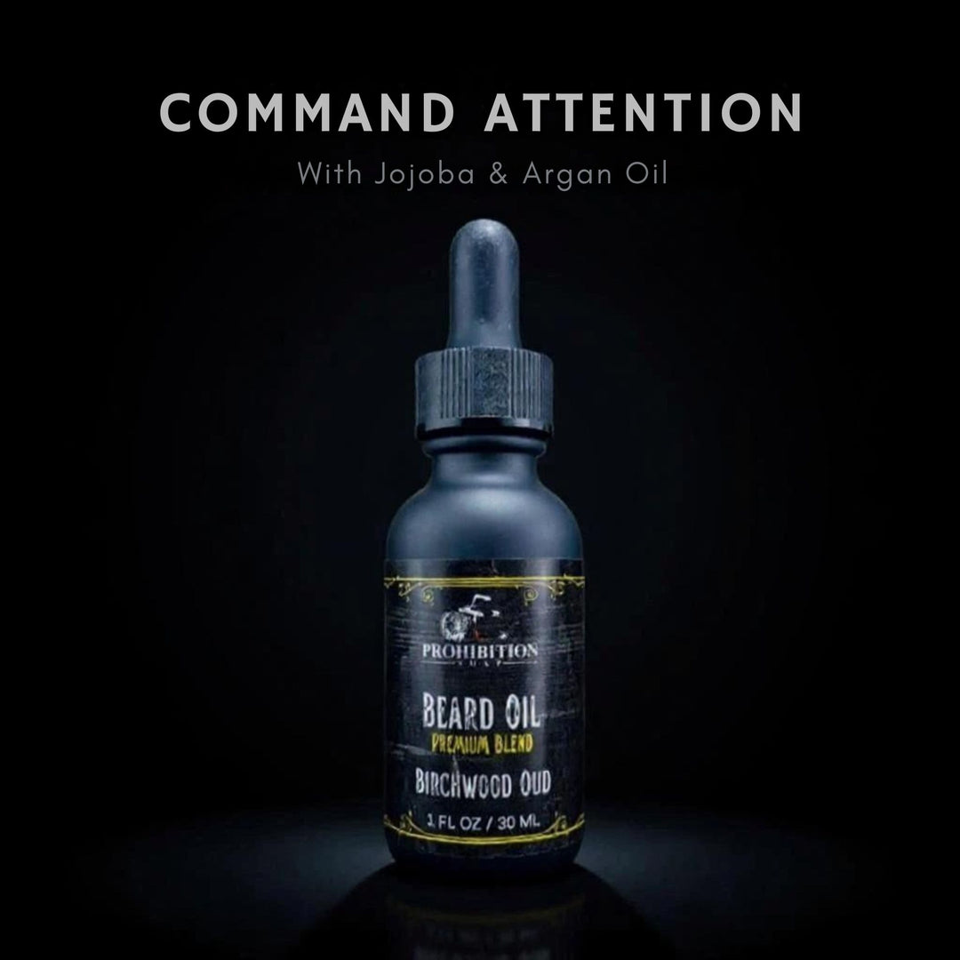 Beard oil bottle with dropper on a black background