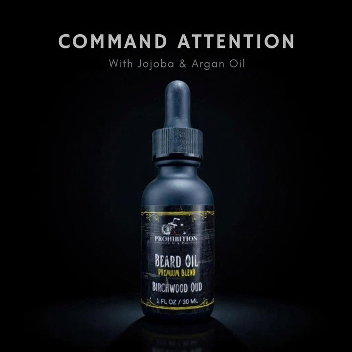 Beard oil bottle with dropper on a black background