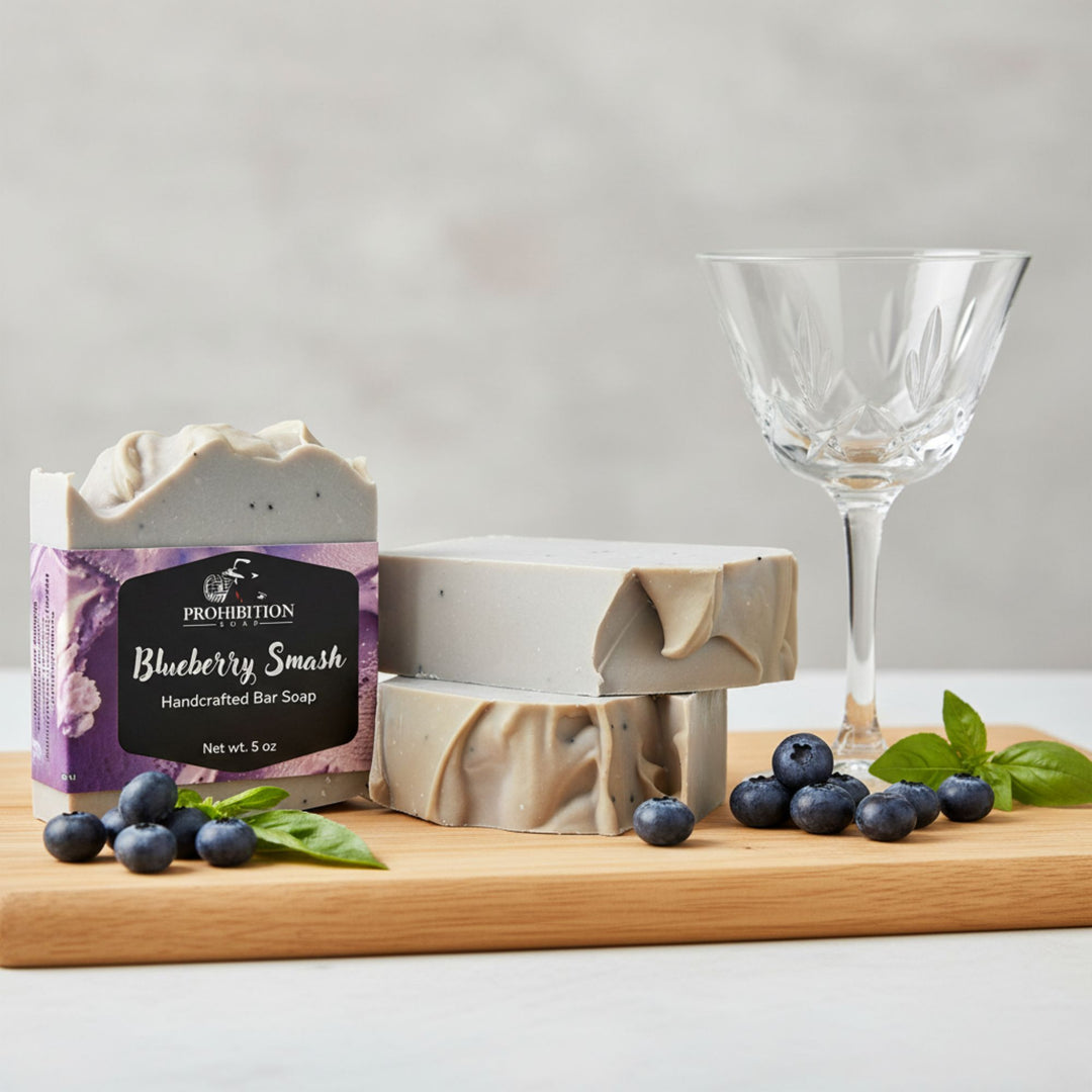 Three bars of soap with a box labeled &
