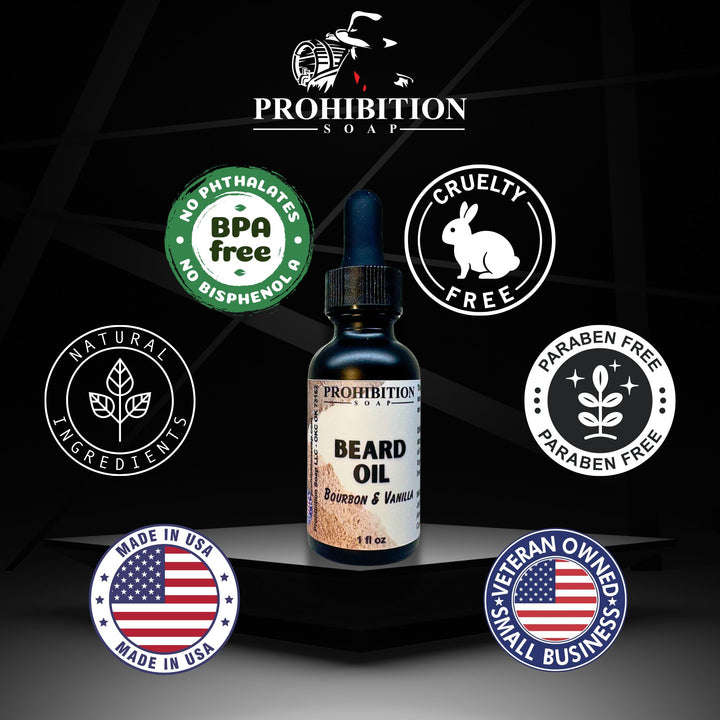 Bourbon and Vanilla Beard Oil Key Benefits - prohibitionsoap.com