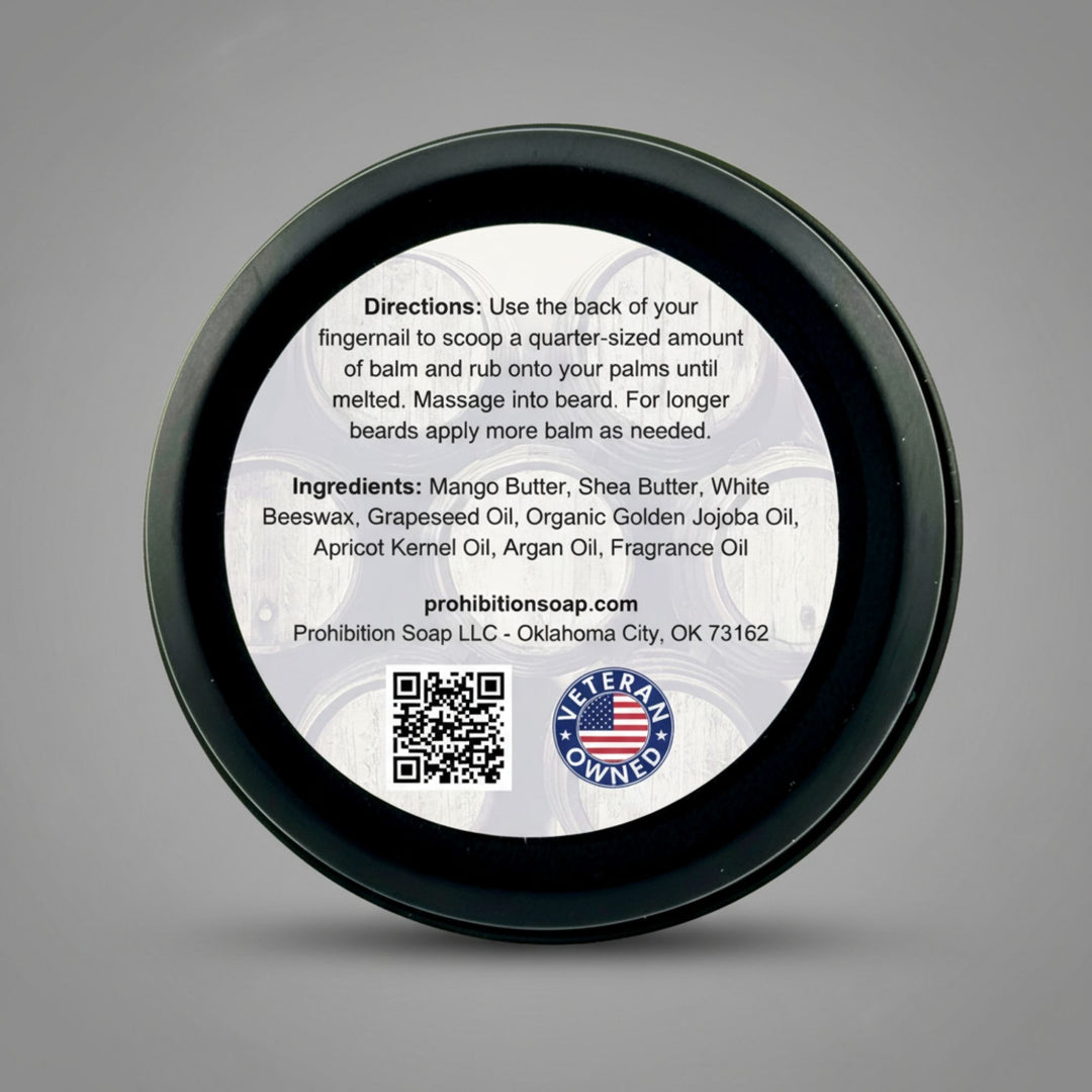 Black container with white label featuring directions and ingredients on a gray background