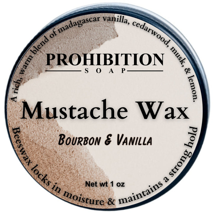 prohibition soap bourbon and vanilla mustache wax - prohibitionsoap.com