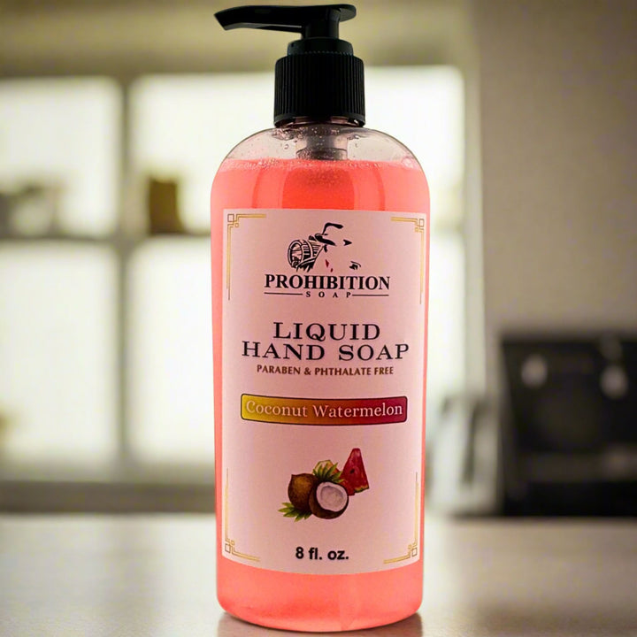 Coconut Watermelon Liquid Hand Soap - prohibitionsoap.com