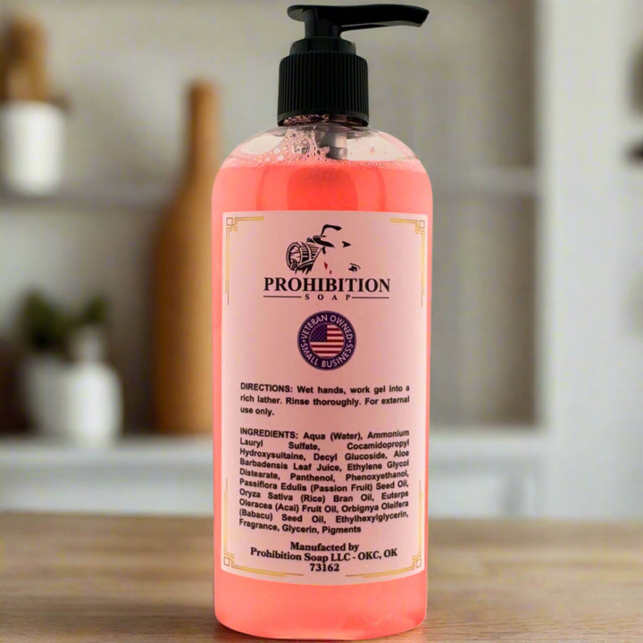 Coconut Watermelon Liquid Hand Soap back label - prohibitionsoap.com