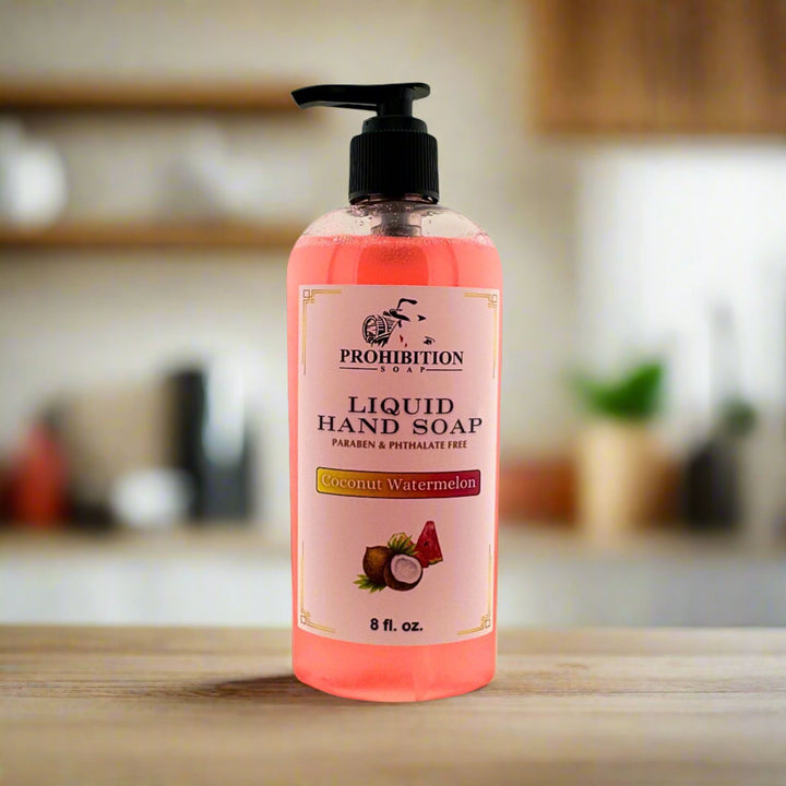 Coconut Watermelon Liquid Hand Soap - prohibitionsoap.com