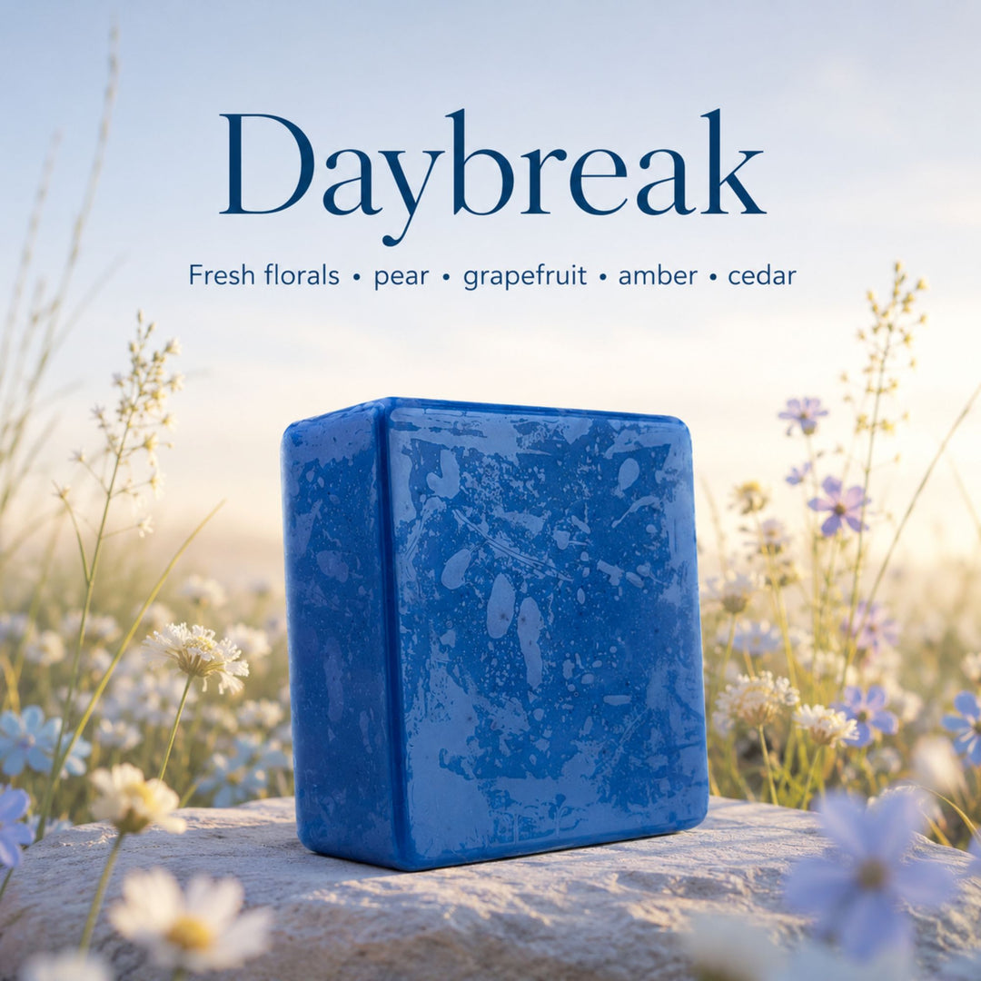 Blue soap bar with &