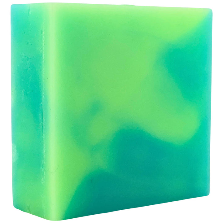 Green and blue gradient soap bar on a white background