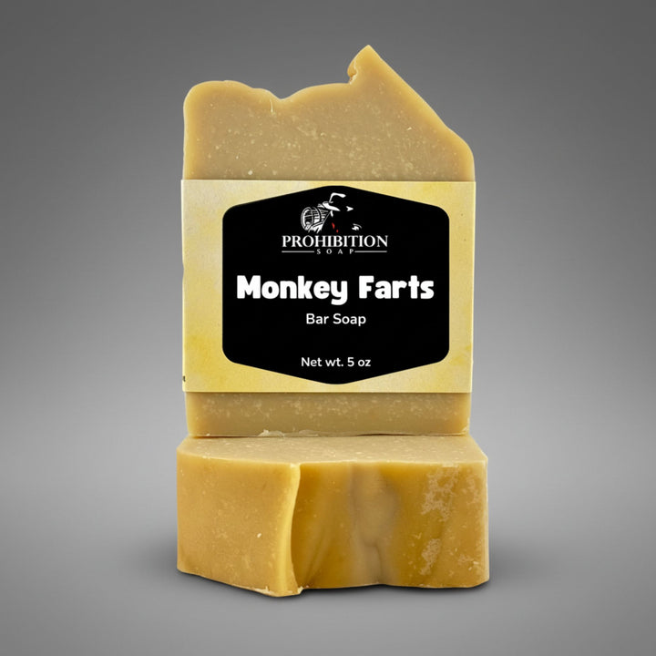 A bar of handmade soap labeled &