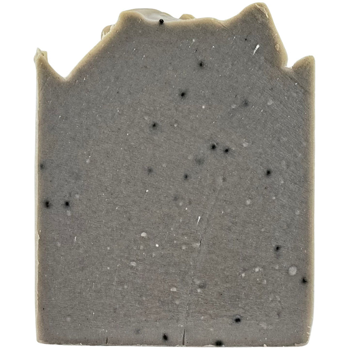 Bar of soap with a textured surface on a white background