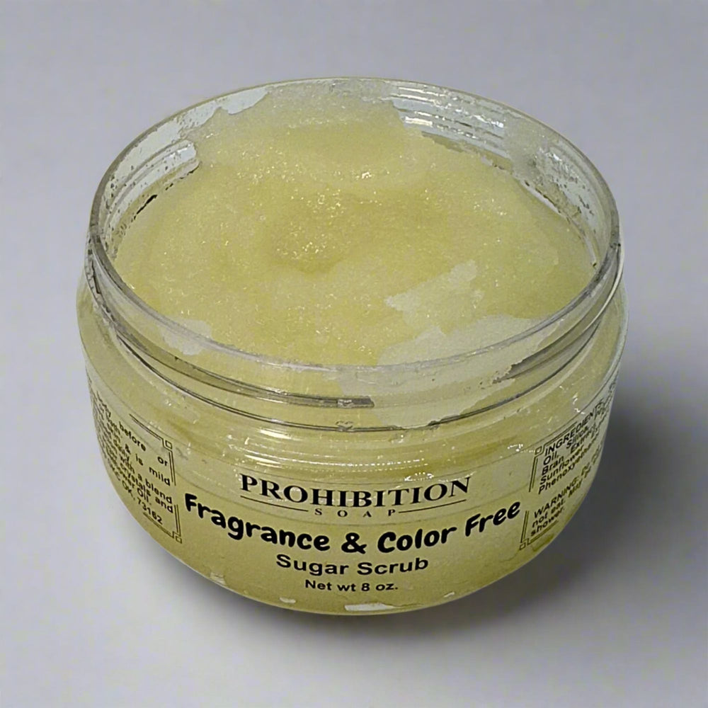 Fragrance And Color Free Sugar Scrub Open - prohibitionsoap.com