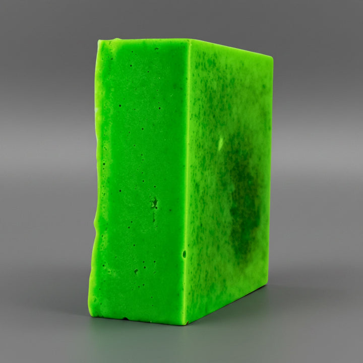 Green soap on a grey background