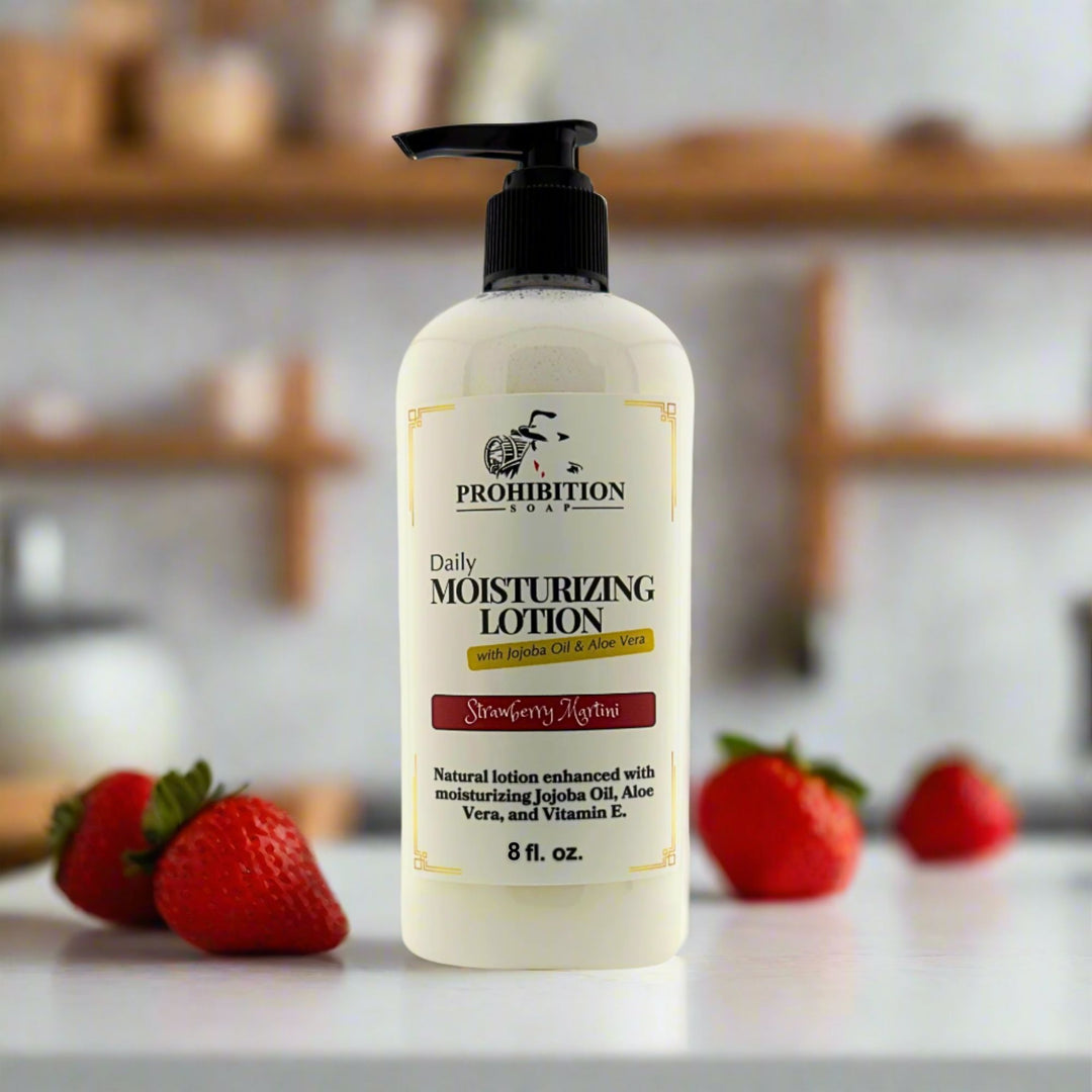 Strawberry Martini daily moisturizing lotion - prohibitionsoap.com