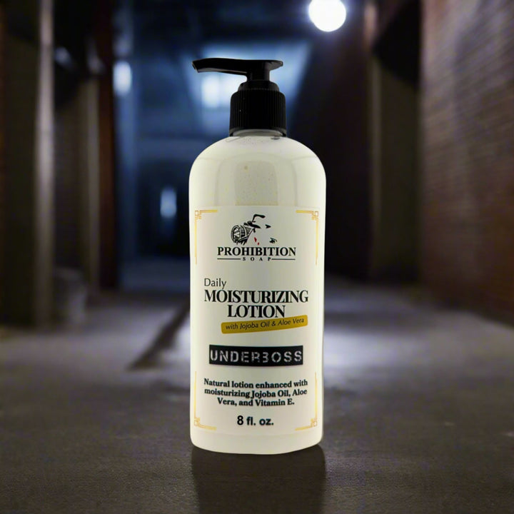 Underboss daily moisturizing lotion - prohibitionsoap.com