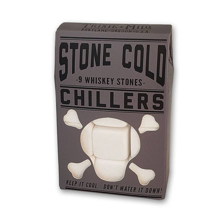 White marble whiskey stones pack of 9 on a white background