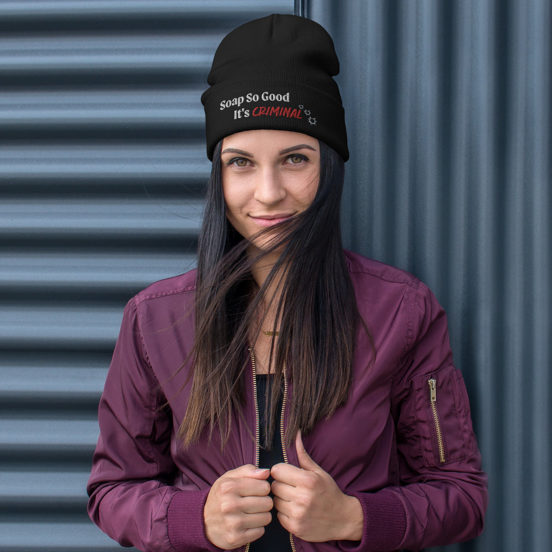 Slogan Embroidered Beanie