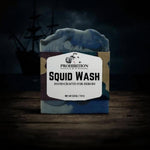 Bar of soap with 'Prohibition Soap' label on a dark background