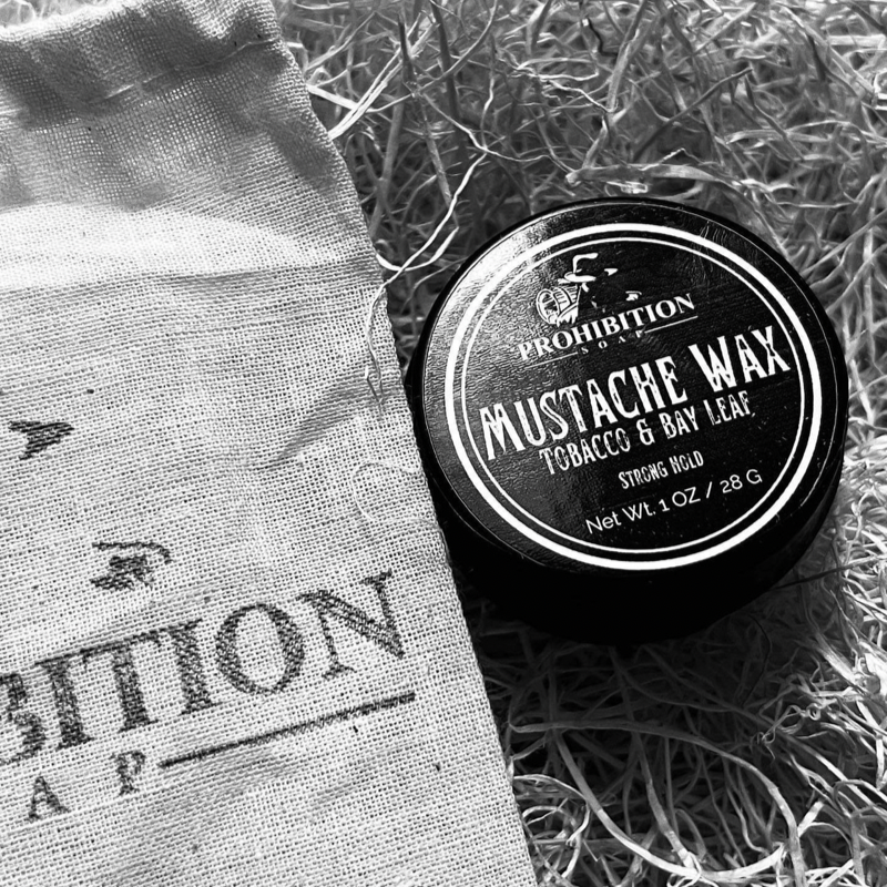 Tobacco and Bay Leaf Mustache Wax - prohibitionsoap.com